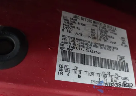 2003 Ford Expedition Eddie Bauer from USA, damaged, VIN 1FMFU17L13LA54748